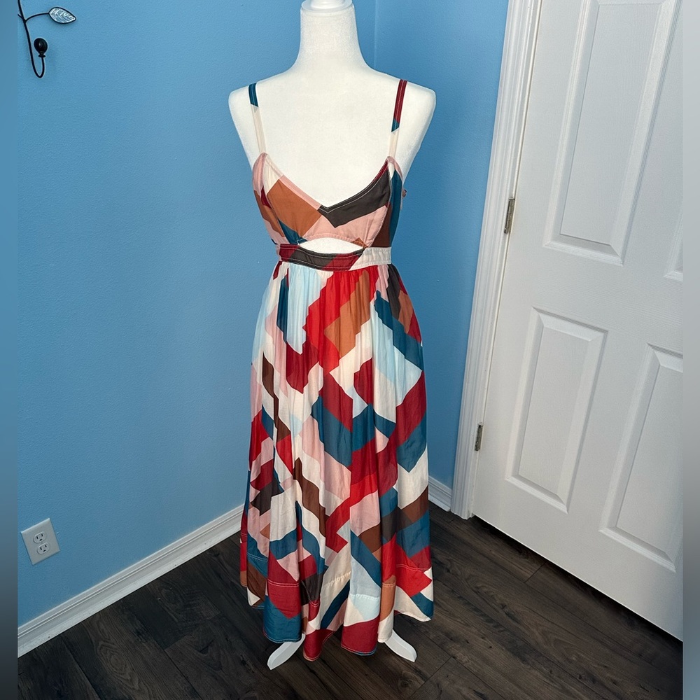 Banana Republic Isa Cotton-Silk Dress Multi Geo Size 6.